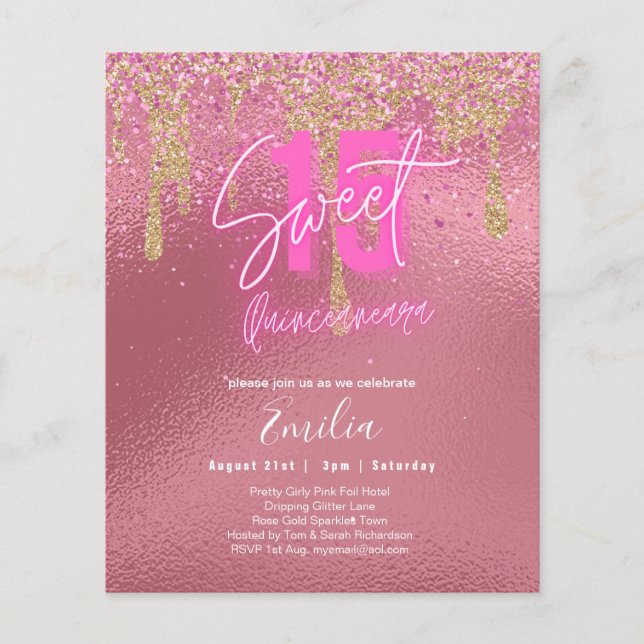 Glitzern Sweet16 Hübsch Girly Pink 16. Geburtstag Flyer (Vorne)