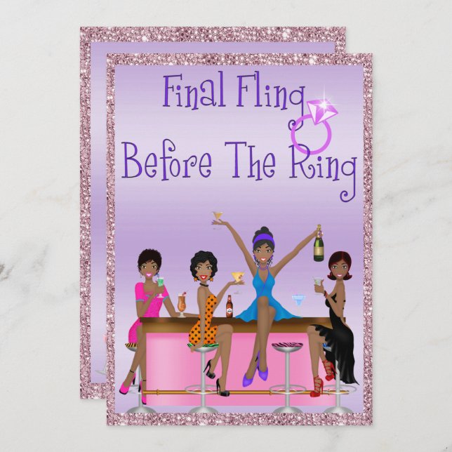 Glitzern und Glitzer Junggeselinnen-Abschied Einladung (Vorne/Hinten)