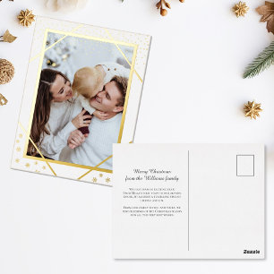 Glitzern und Schneeflocken Weihnachts-Foto Folien Feiertagspostkarte