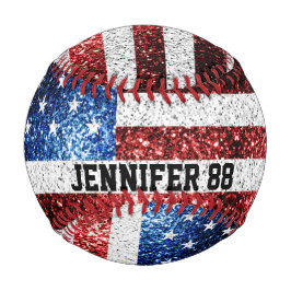 GLITZERN unter US-Flagge Individuelle Name und Ihr Baseball