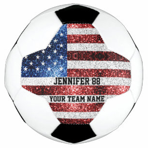 GLITZERN unter US-Flagge Individuelle Name und Ihr Fußball
