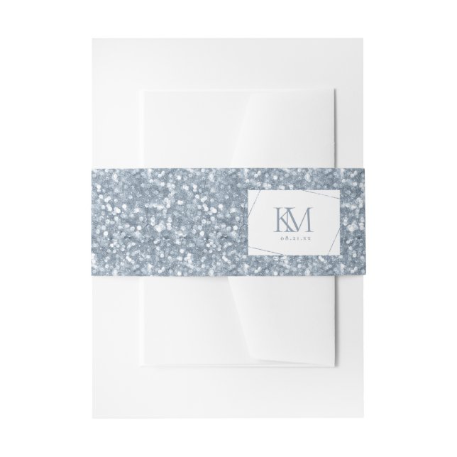 Glitzern Wedding Dusty Blue ID889 Einladungsbanderole (Vorderseite Beispiel)