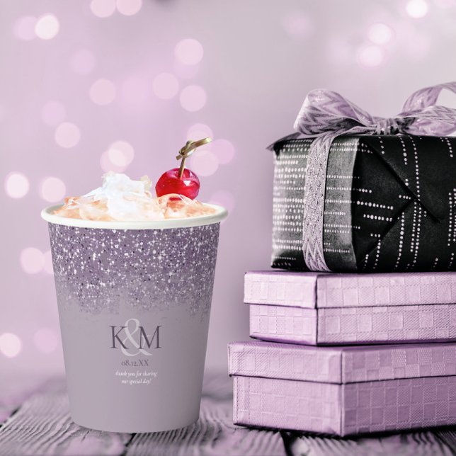 Glitzern Wedding Initials Mauve ID889 Pappbecher (Von Creator hochgeladen)