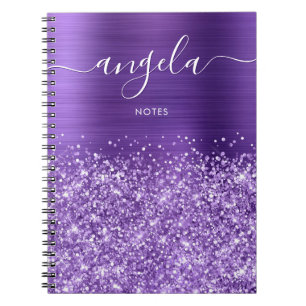 Glitzernde Amethyst Purpur Glam Noten Notizblock