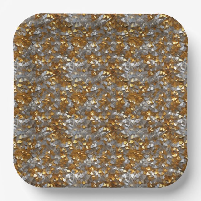 Glitzernde Dekorative Gold- und Silber-  Pappteller (Vorderseite)