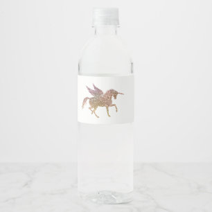 Glitzernde Fliegende Einhorn Magische Geburtstagsf Wasserflaschenetikett
