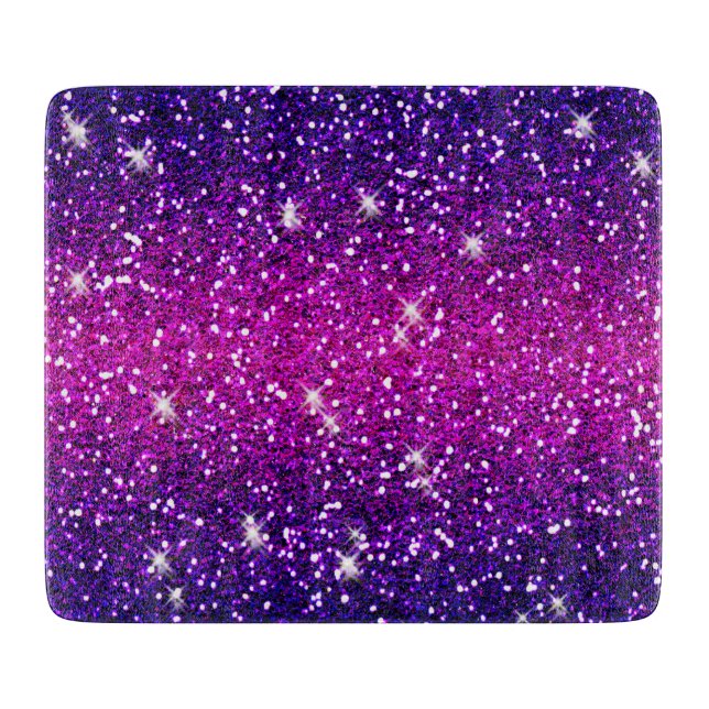 Glitzernde Funken Violette Rosa Textur Schneidebrett (Vorderseite)