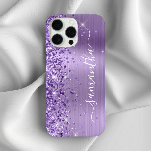Glitzernde Helllila Glam Mädchen-Signatur iPhone 16 Pro Max Hülle