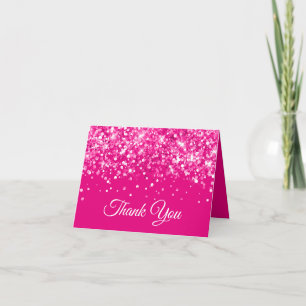 Glitzernde Hot Pink Sweet 16 Dankeskarte