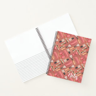 Glitzernde Kosmetikmuster Rosa Notizbuch