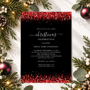 Glitzernde künstliche rote Glitter-Weihnachtsfeier Einladung