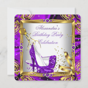 Glitzernde lila High Heel Schuhe Gold Weiß Seide Einladung