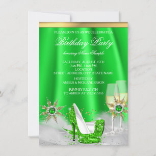 Glitzernde Limettengrüne High Heels Gold Champagne Einladung