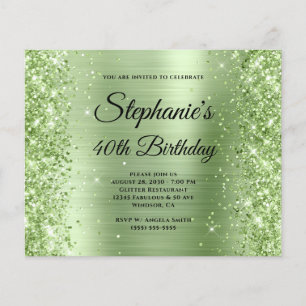 Glitzernde Minz-Glamour-Fancy-Monogramm 40. Geburt Flyer