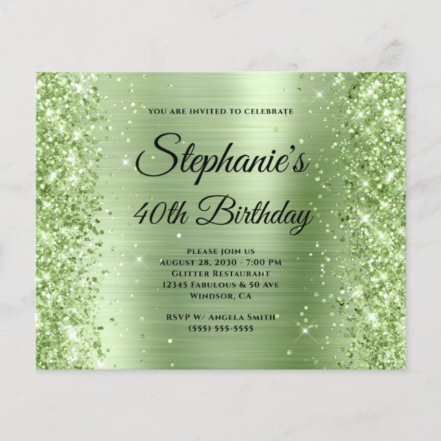 Glitzernde Minz-Glamour-Fancy-Monogramm 40. Geburt Flyer (Vorne)