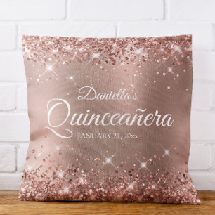 Glitzernde Rose Gold Glamour Gradient Quinceañera Kissen