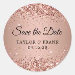 Glitzernde Rose Gold Ombre Hochzeit - Merkt Euch d Runder Aufkleber
