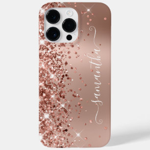 Glitzernde Rose Gold Ombre Moderne Weibliche Signa Case-Mate iPhone 14 Pro Max Hülle