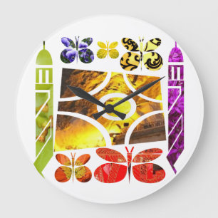 glitzernde Schmetterlinge Große Wanduhr