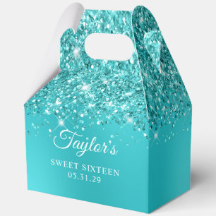 Glitzernde Türkisblaue Ombre-Glamour-Sweet-Sixteen Geschenkschachtel
