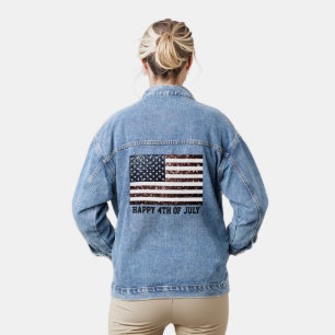 Glitzernde USA-Flagge falscher Glanz vintage 4. Ju Jeansjacke