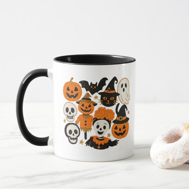 Glitzernde Whimsical Halloween Tasse (Mit Donut)