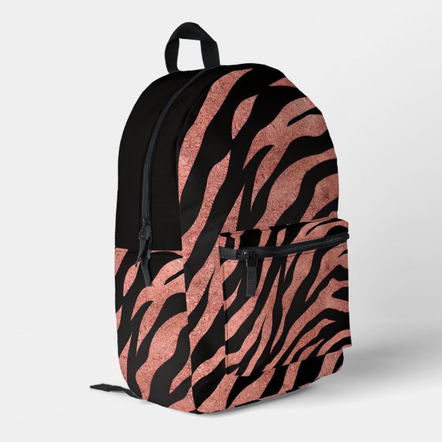 Glitzernde Zebra-Muster  Bedruckter Rucksack (Rückseitige Ecke links)