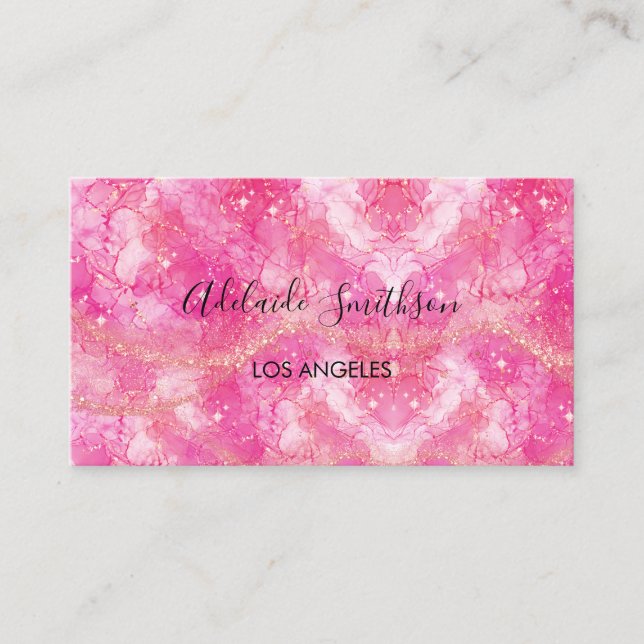 glitzerndem rosa Hintergrund  Visitenkarte (Vorderseite)