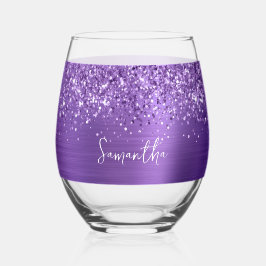 Glitzernder Amethyst Glam Name Weinglas Ohne Stiel