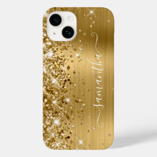 Glitzernder Gold Glam Mädchenhaft Swash Signature Case-Mate iPhone 14 Hülle