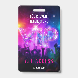 Glitzernder rosa Disco-VIP-Konzert-All-Access-Even Ausweis