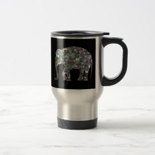 Glitzernder silberner Mosaik-Glitter-Elefant Reisebecher