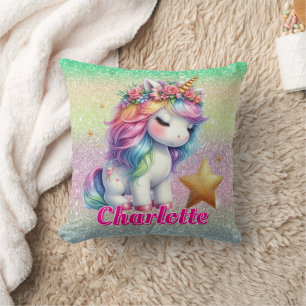 Glitzerndes Einhorn magischer Stern Kissen
