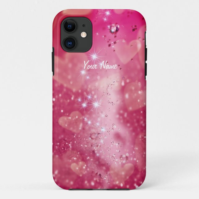 Glitzerndes Herz Kirschrot - Personalisierbare Case-Mate iPhone Hülle (Rückseite)