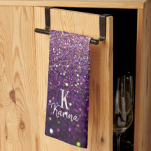 Glitzerndes lila silbernes Namensmonogramm