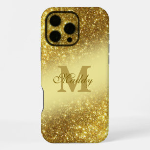 glitzerndes personalisiertes Golden iPhone 16 Pro Max Hülle