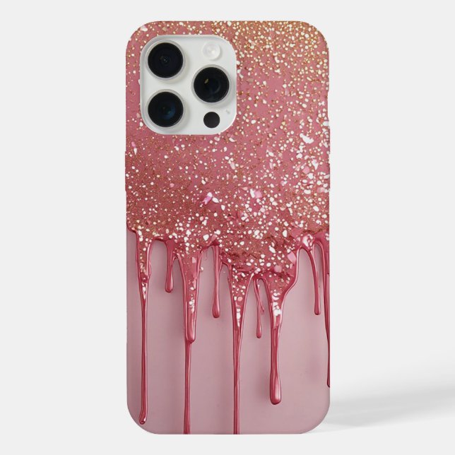 Glitzerndes Rosa mit funkelnden Sternen iPhone Hülle (Rückseite)