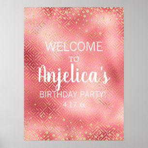 Glitzerparty zum Geburtstag eines Mädchens in Rosa Poster
