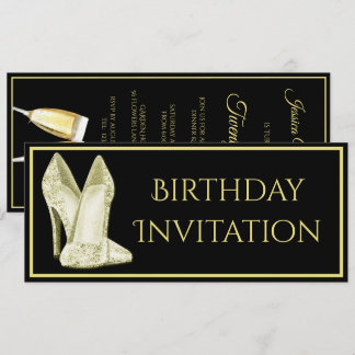 Glitzerschuhe & Champagner Geburtstag Einladung