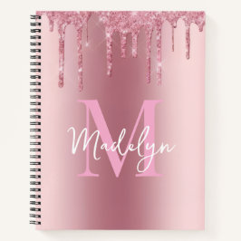 glitzert Rosa glitzer Monogramm Name Mädchenhaft Notizbuch