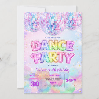 Glitzertanz Disco-Kugel Geburtstagsfeier Einladung