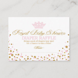 Glitzertiara-königliche Prinzessin Diaper Raffle Begleitkarte