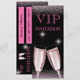 Glitzige Hot Pink VIP-Geburtstagsfeier Einladung