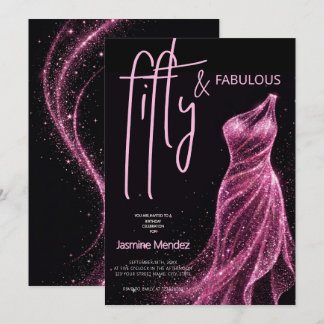 Glitzige Pink Black Chic 50 & Fantastische Geburts Einladung