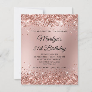 Glitzige Roségold-Unschärfe-Einladung zum 21. Gebu