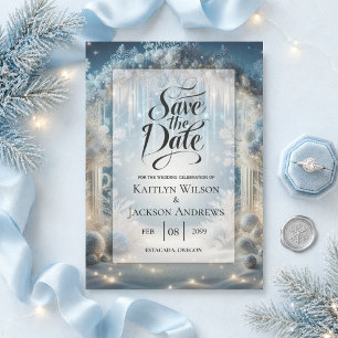 Glitzige Schneewald-Hochzeit Save The Date