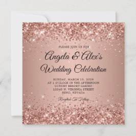 Glitziger Roségold-Gradient-Hochzeit Einladung