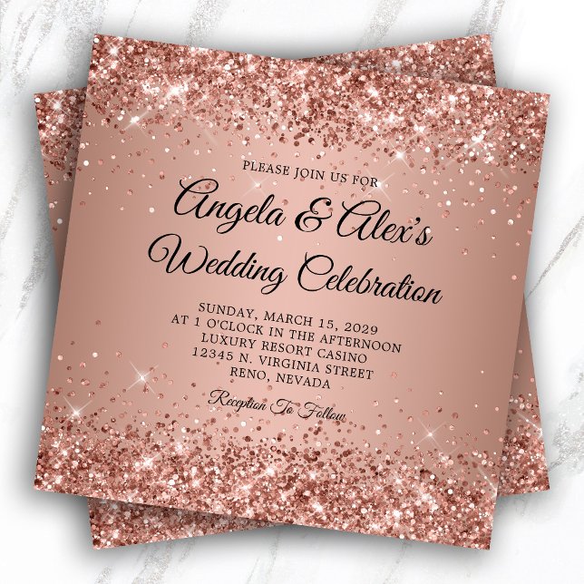Glitziger Roségold-Gradient-Hochzeit Einladung (Glittery Rose Gold Gradient Wedding Invitation)