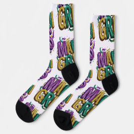 Glitziges Mardi Gras Gras Damen T-Shirt, Lila G Socken