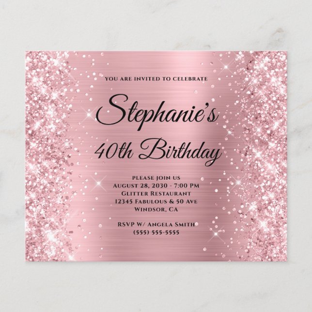 Glitzröschen 40. Geburtstag Glam Monogramm Flyer (Vorne)